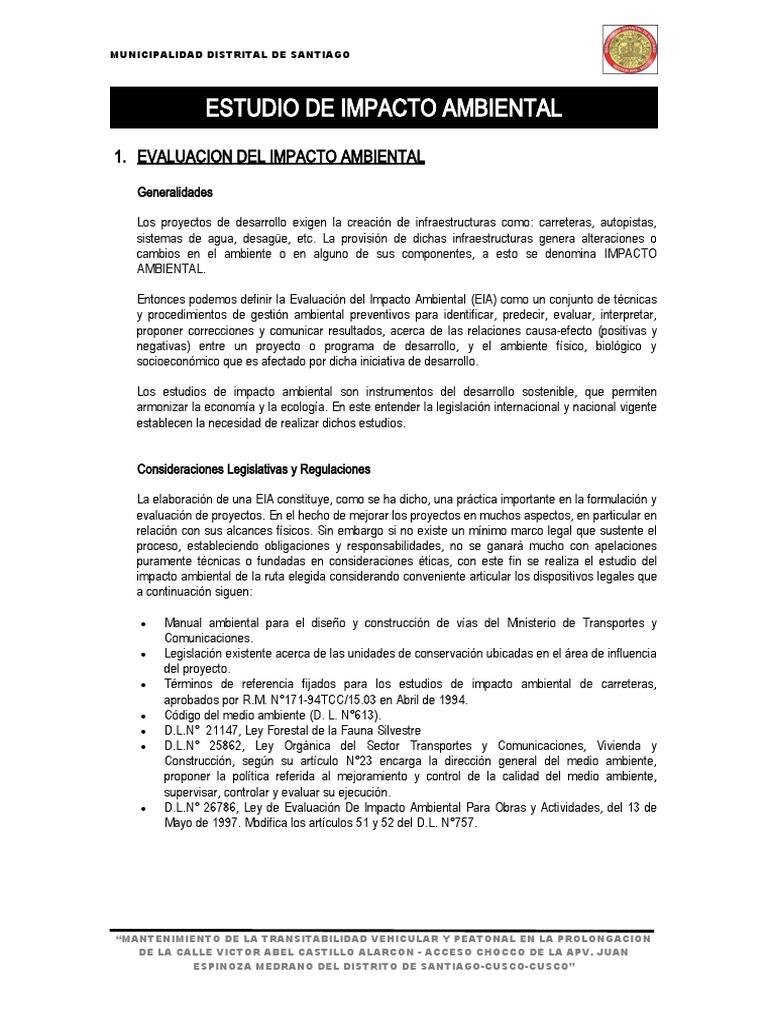 01 Evaluacion de Impacto Ambiental | PDF | Evaluación de impacto ...