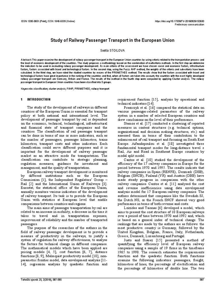 Study of Railway Passenger Transport in The Europe | PDF | Rail ...