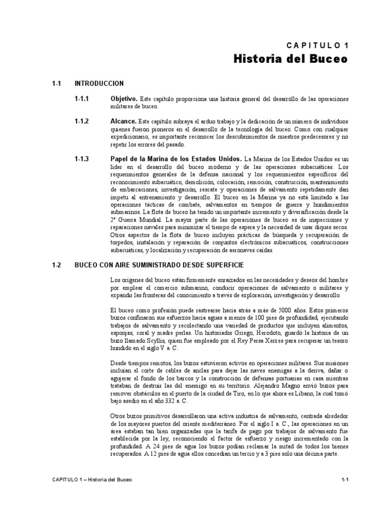 Historia del Buceo y sus Innovaciones | PDF | Buceo bajo el agua | Oxígeno