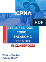 Balancing TTT and STT in the ESL Classroom