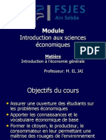 Introduction Aux Sciences Économiques: Introduction À L'économie Générale Professeur: M. EL JAI