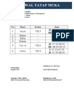 Jadwal Tatap Muka: No Hari Kelas Jam