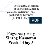 Naisasaayos Ang Payak Na Sira NG Kasuotan Sa Pamamagitan NG Pananahi Sa Kamay (Hal. Pagkabit NG Butones) (EPP4HE-0b-3)