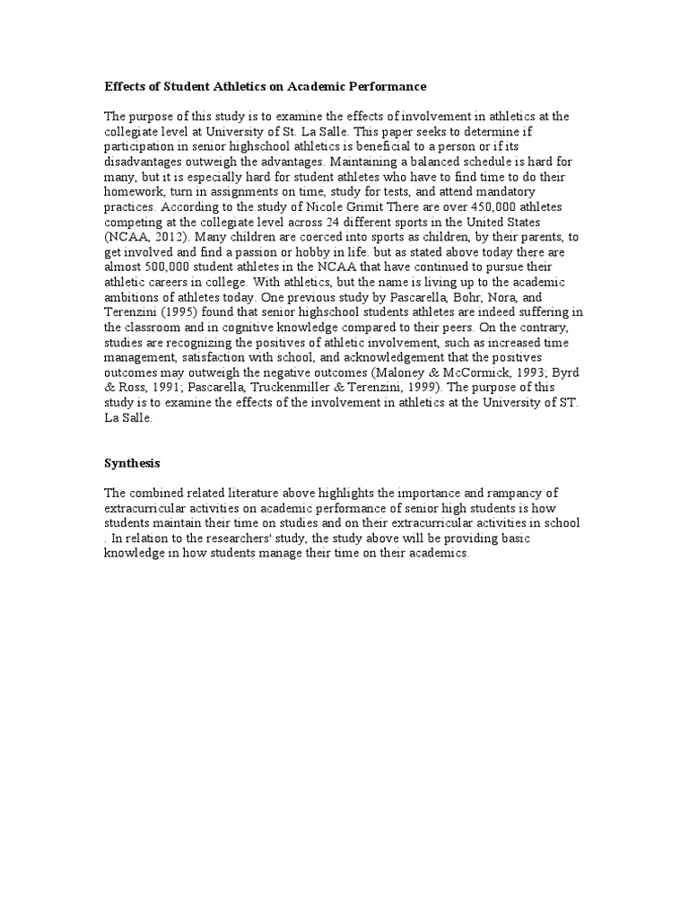 Impact of Athletics on Academic Success | PDF