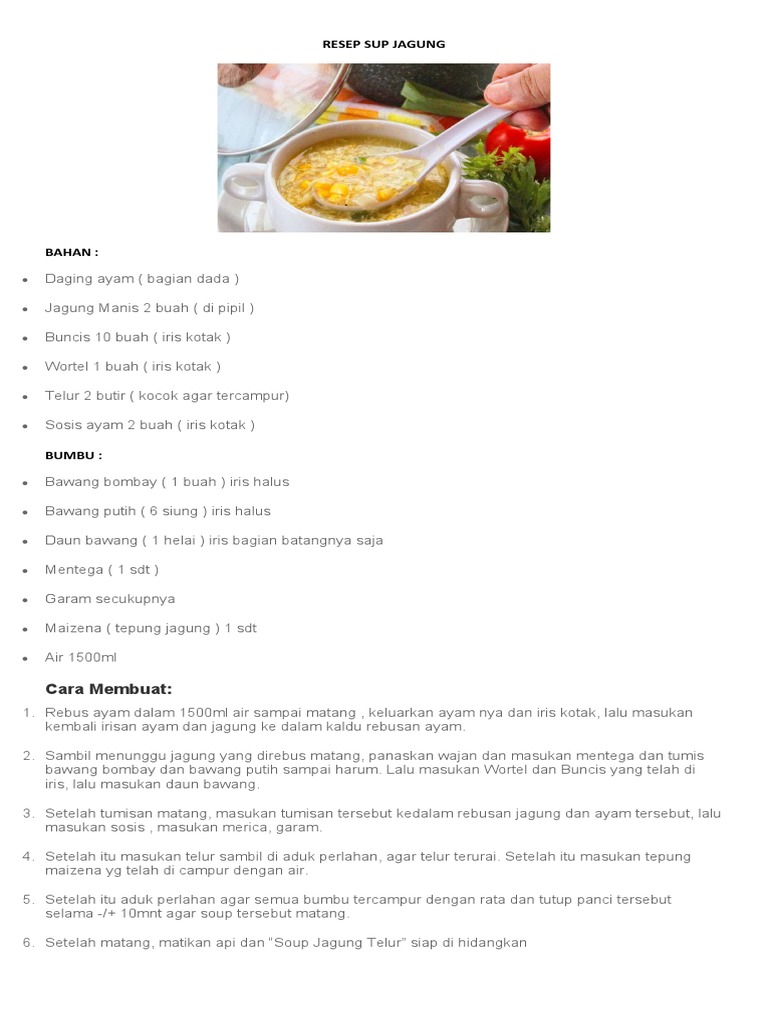 Resep Sup Jagung | PDF