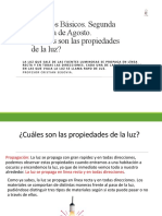 Terceros Básicos. Segunda Semana de Agosto. ¿Cuáles Son Las Propiedades de La Luz?