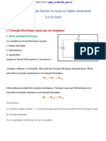 Energie Électrique Fournie Ou Reçue en Régime Permanent Loi de Joule