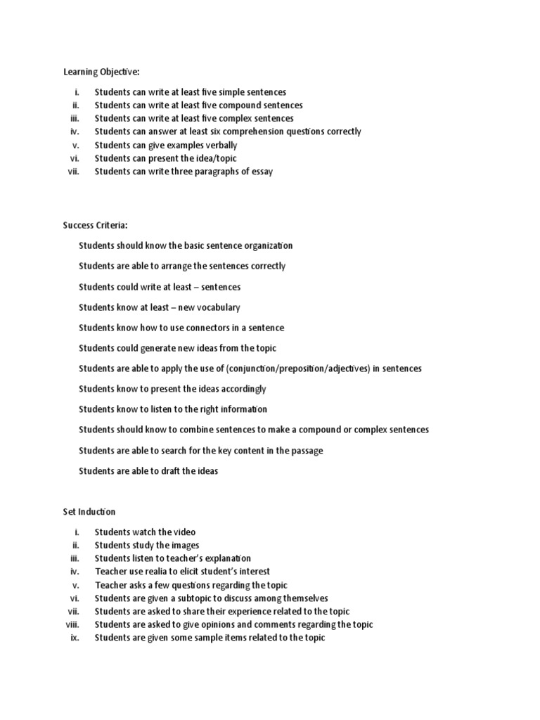 Learning Objective | PDF | Reading Comprehension | Cognition