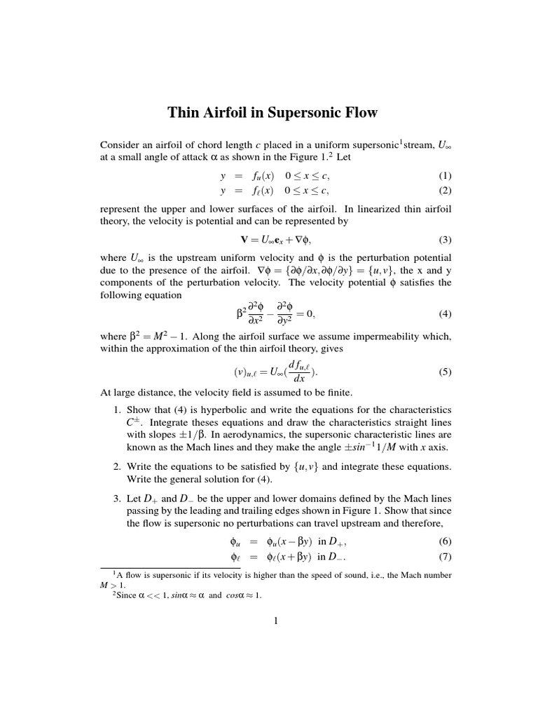 Thin Airfoil Supersonic Flow Analysis | PDF | Airfoil | Mach Number