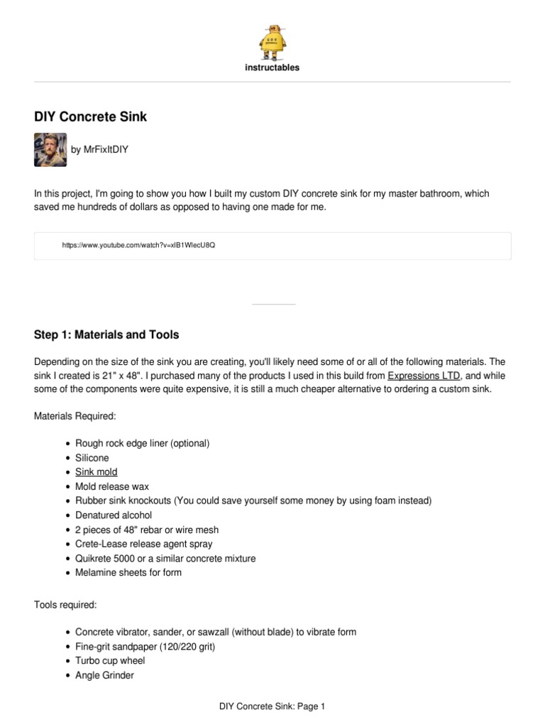 How To Make A Concrete Sink