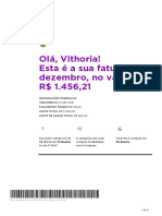 Olá, Vithoria! Esta É A Sua Fatura de Dezembro, No Valor de R$ 1.456,21