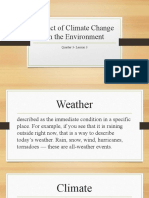 Impact of Climate Change On The Environment: Quarter 3-Lesson 3