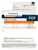 Comprobante Autorización Masiva Pagos en Revisión: Itaúempresas