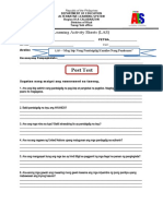 Post Test: Learning Activity Sheets (LAS)