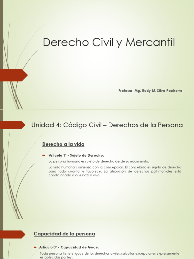 Derechos Civiles y Personales en el Código Civil | PDF | Donación ...