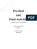 Pre-Final and Final Activities: (Monetary Policy and Central Banking)