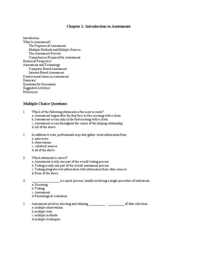 Overview of Assessment Methods and Issues | PDF | Validity (Statistics ...