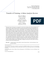 Transfer of Training: A Meta-Analytic Review: Brian D. Blume J. Kevin Ford Timothy T. Baldwin Jason L. Huang