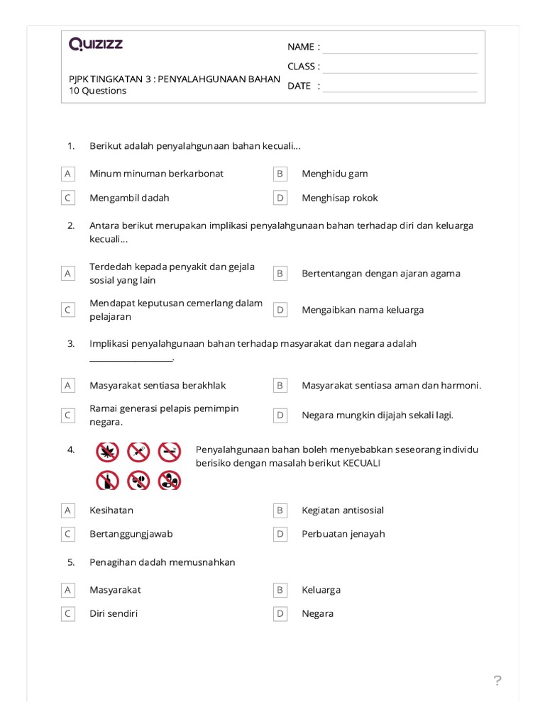 PJPK Tingkatan 3 - Penyalahgunaan Bahan | PDF