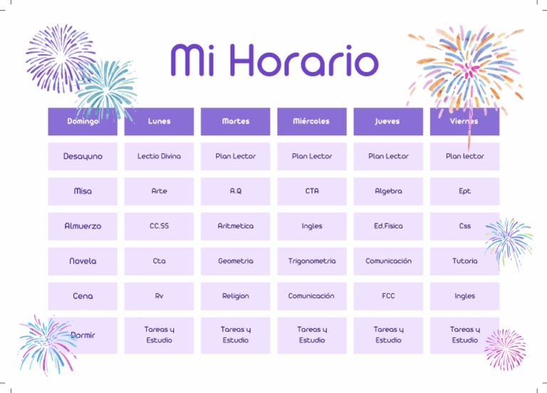 Horario Escolar Mi Horario Morado PDF