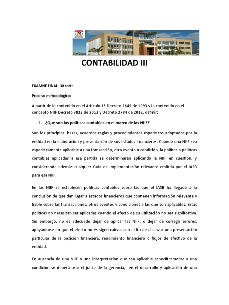 Examen Final Contabilidad Pdf Normas Internacionales De