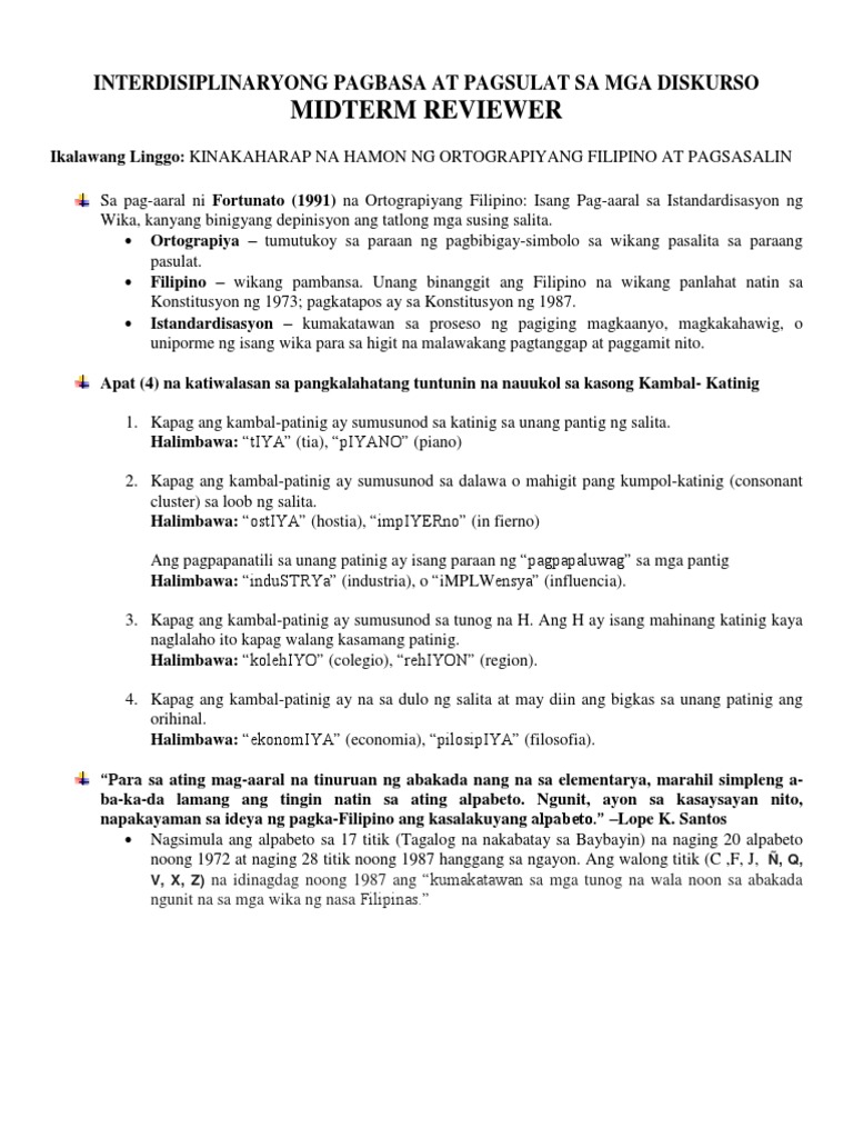 Fil Midterm Reviewer | PDF