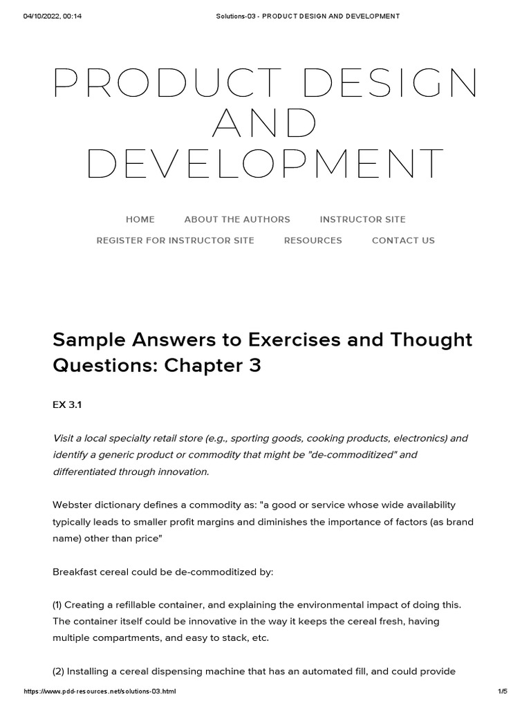 Solutions-03 - PRODUCT DESIGN AND DEVELOPMENT | PDF | Product (Business ...