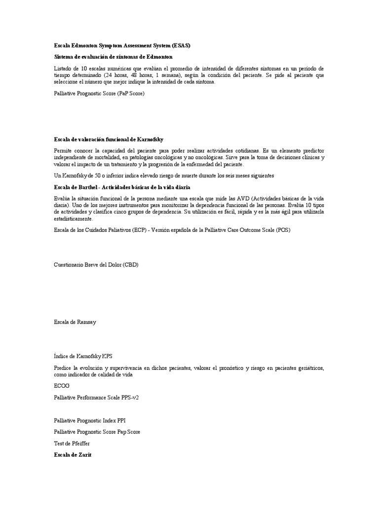Escala Edmonton Symptom Assessment System | PDF