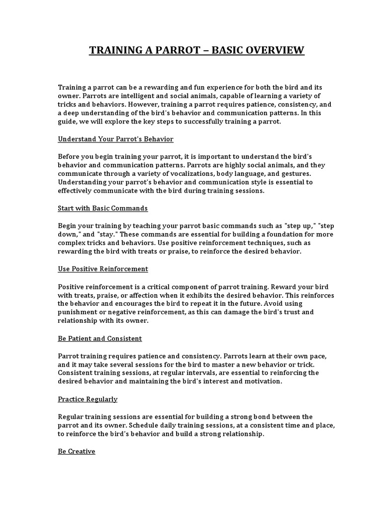 Training a parrot basic overview pdf reinforcement