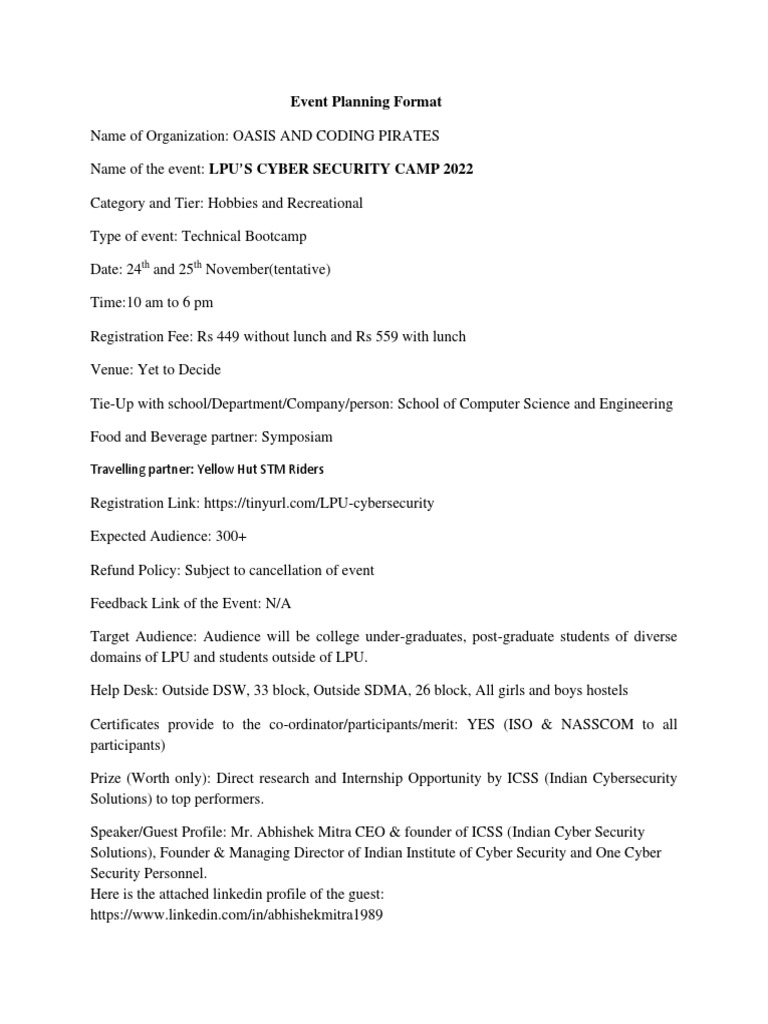 LPU Cyber Security Camp 2022 Details | PDF | Computer Security | Security