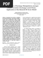 Determinants of Earnings Manipulation Amongst Lusaka Securities Exchange Listed Firms Application of The Beneish M-Score Model