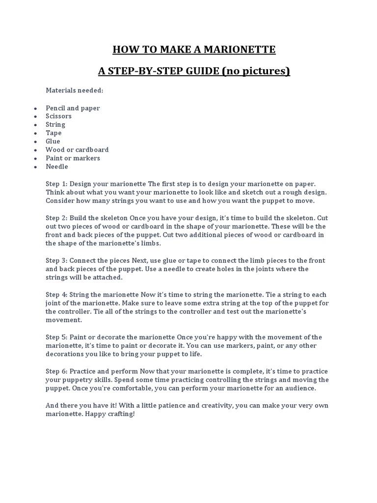 How To Make A Paper Marionette | PDF