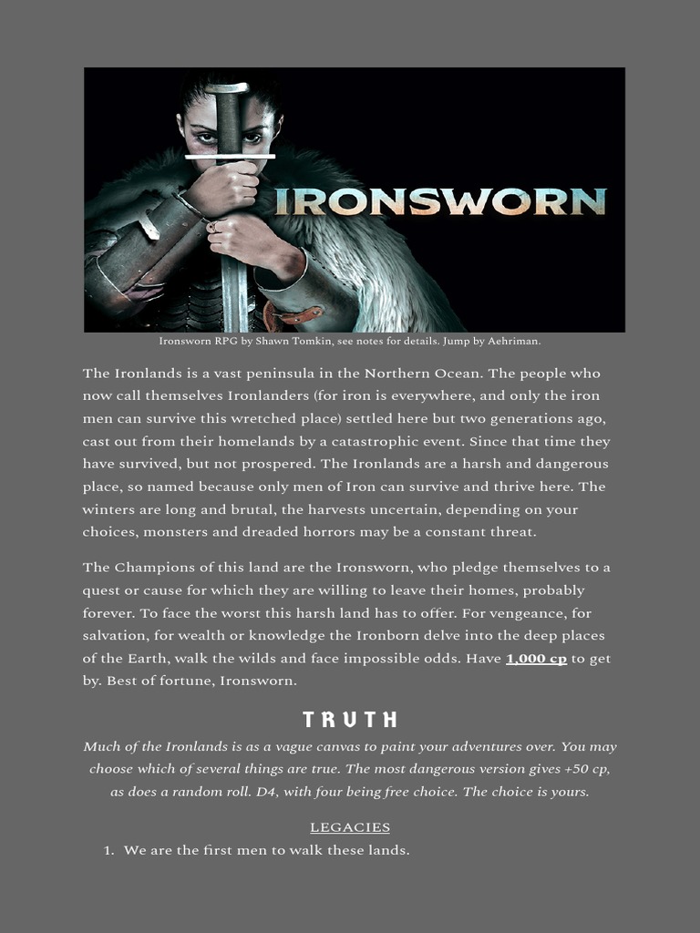Ironsworn Jumpchain PDF Prayer Sword