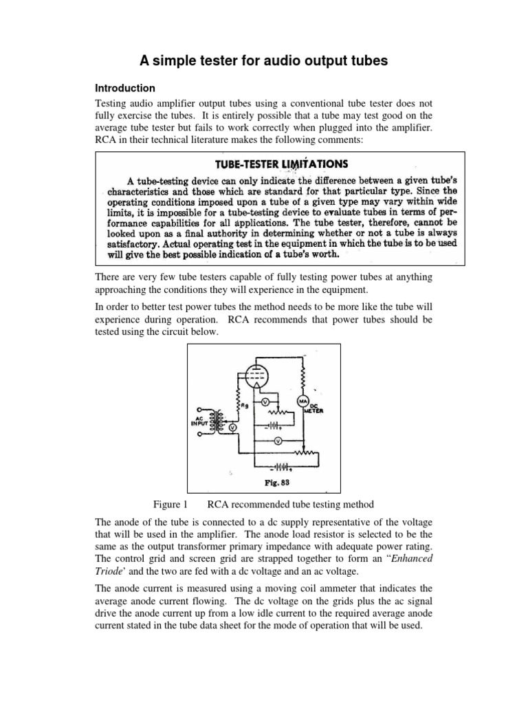 Testing Audio Output Tubes Effectively | PDF | Vacuum Tube | Amplifier