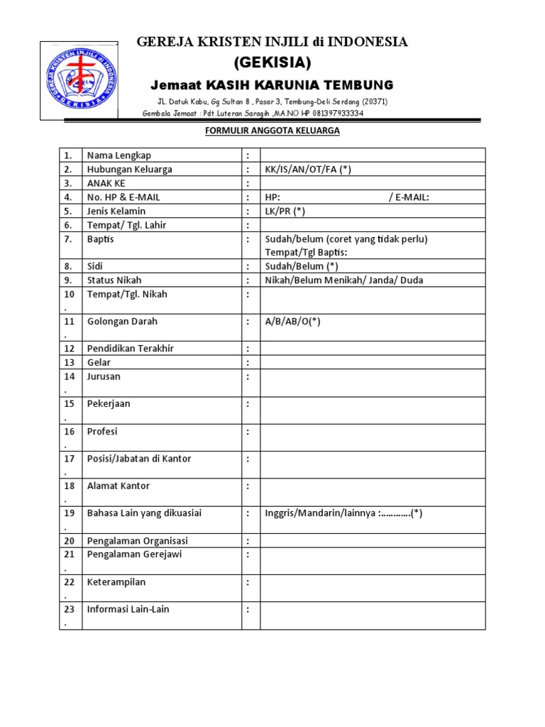 Formulir Anggota Keluarga | PDF