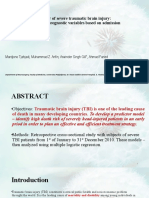 Early Mortality Predictor of Severe Traumatic Brain Injury: A Single Center Study of Prognostic Variables Based On Admission Characteristics