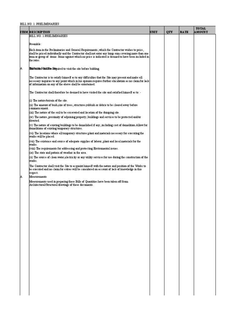 B. O Q For Building PDF Taxes Concrete