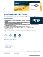 Cassida Fluid Hfs Series: Synthetic Hydraulic Fluids For Food and Beverage Processing Equipment