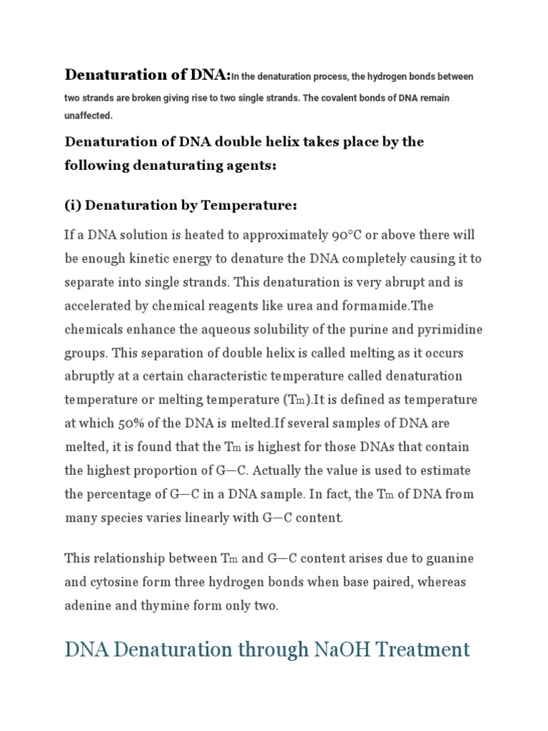 Dna Denaturation and Renaturation PDF Denaturation (Biochemistry) Dna