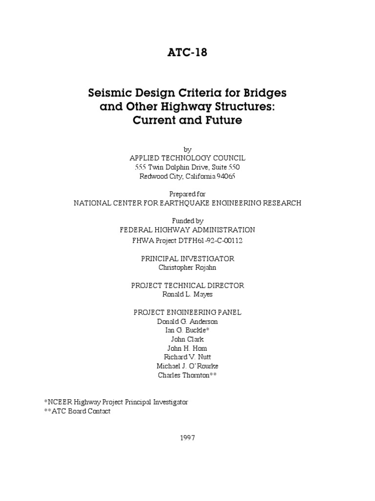 ATC-18 Seismic Design Guidelines | PDF
