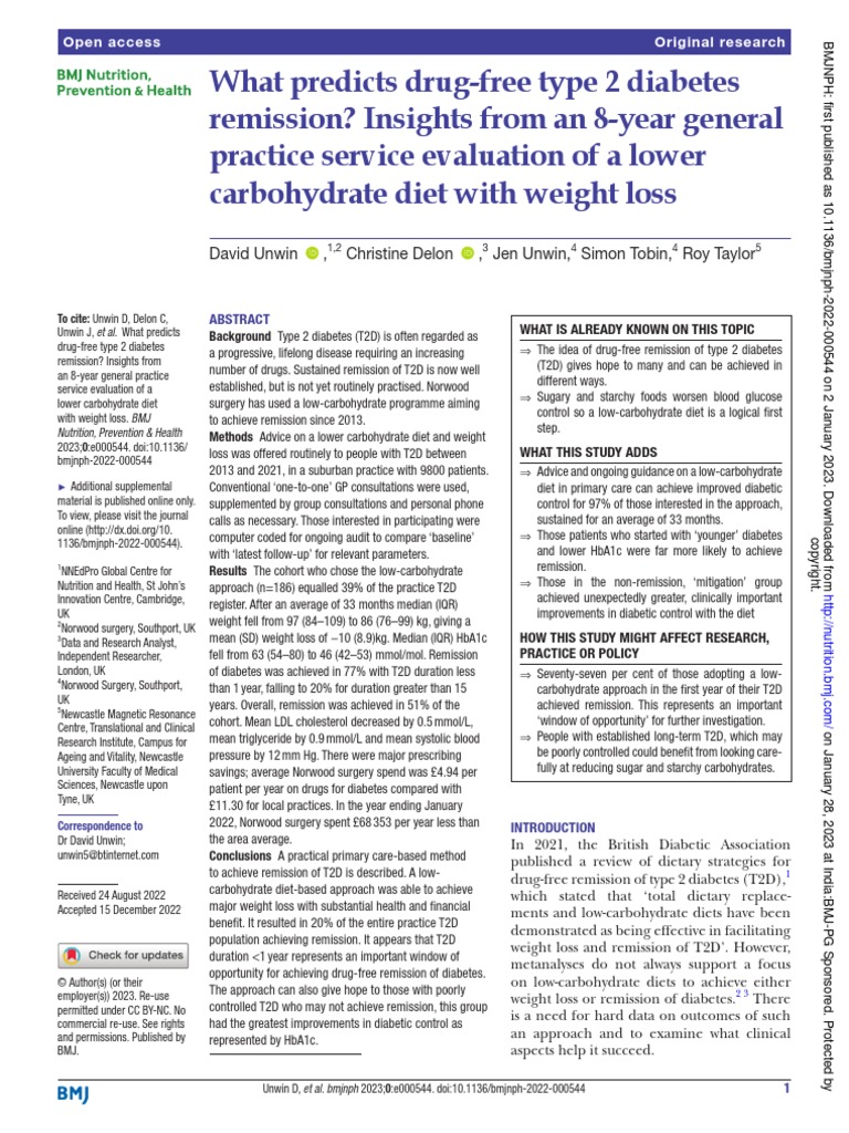 Low-Carb Diet Can Help Reverse Type-2 Diabetes | PDF | Glycated