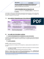 I. de L'importance de La Formation Tout Au Long de La Vie: Baccalauréat Professionnel Synthèse