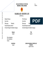 Marriage Certificate: Socialist Republic of Vietnam
