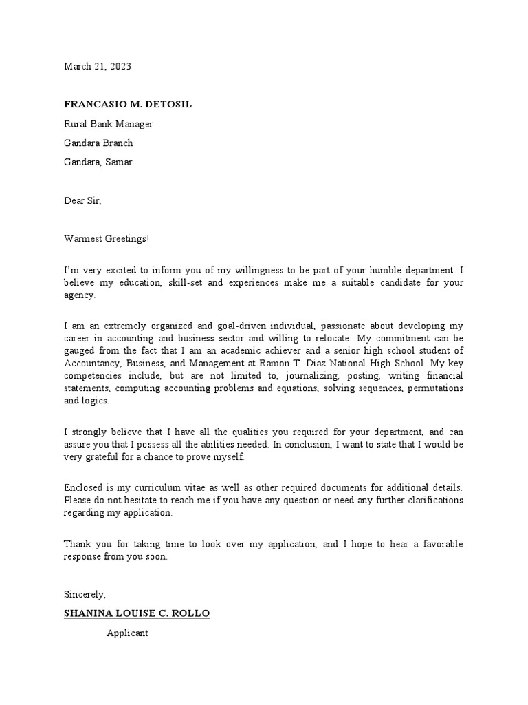 Application for Rural Bank Position | PDF
