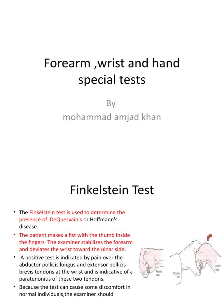ForearmWristAndHandOrtho Tests PDF Hand Thumb
