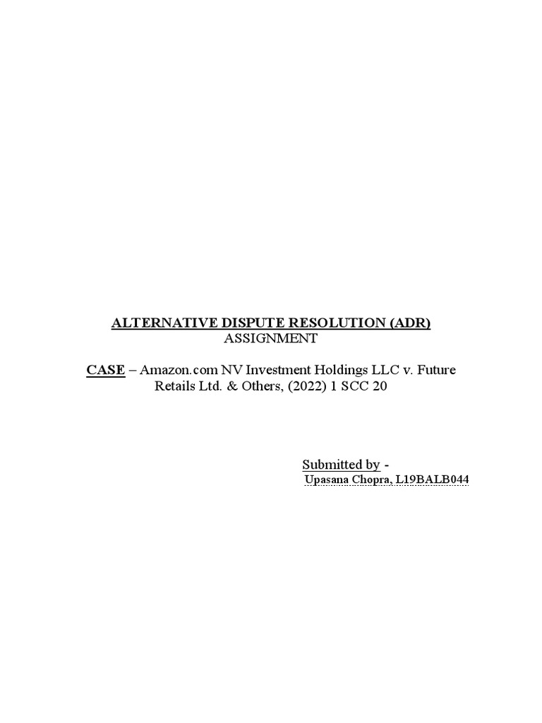 Alternative Dispute Resolution Pdf Arbitration Arbitral Tribunal