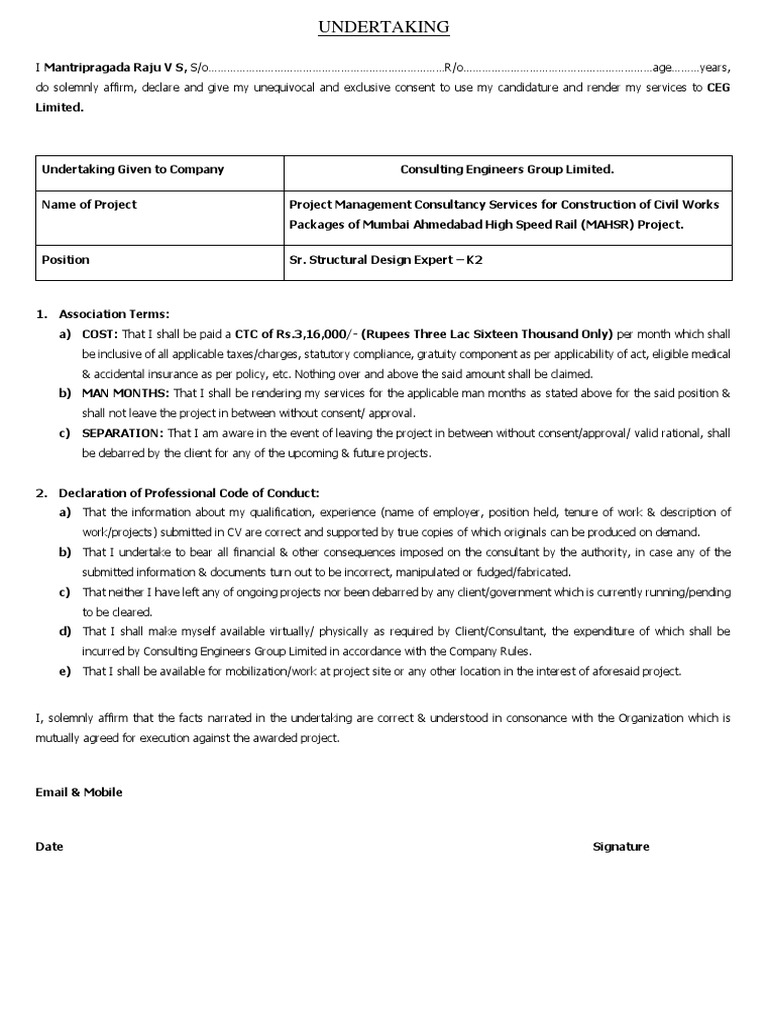 K2 Consulting Engineers Undertaking | PDF | Consultant | Economies