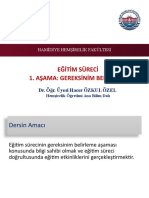 Eğitim Süreci 1. Aşama: Gereksinim Belirleme: Dr. Öğr. Üyesi Hacer ÖZKUL ÖZEL