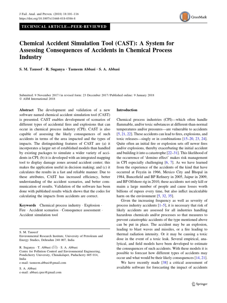 Chemical accident simulation tool cast a system for assessing