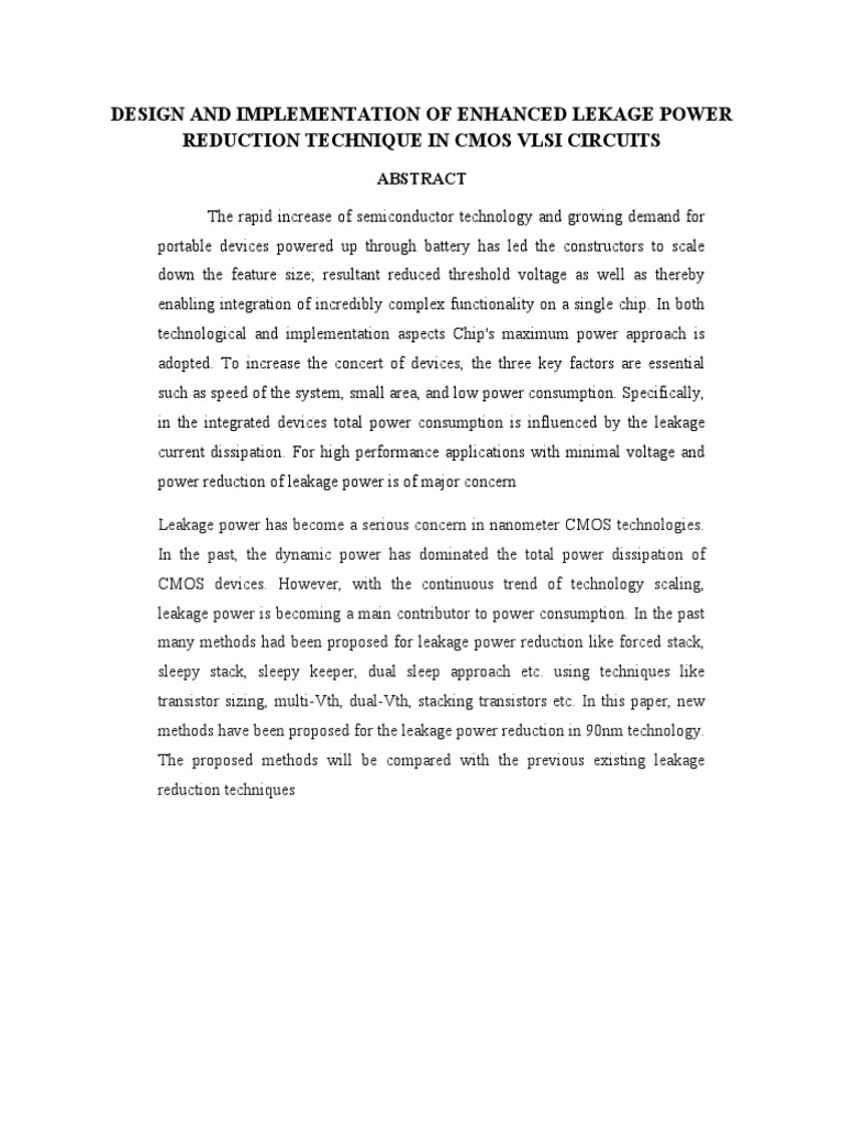 Enhanced Leakage Power Reduction in CMOS | PDF